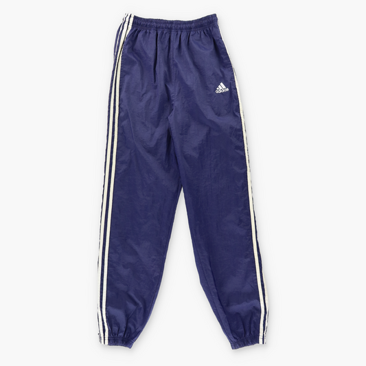 ADIDAS Navy & White Embroidered Logo 3-Stipe Zip Cuff Track Pants (Women's S-M)