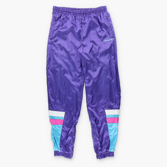 ADIDAS Purple & Turquoise Embroidered Logo Ankle Zip Track Pants (M-L)