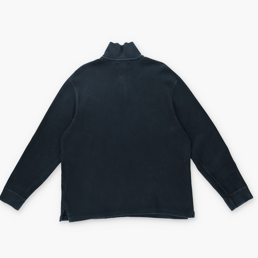 RALPH LAUREN POLO 100% Cotton 1/4 Zip Washed Black Knit Sweater (L-XL)