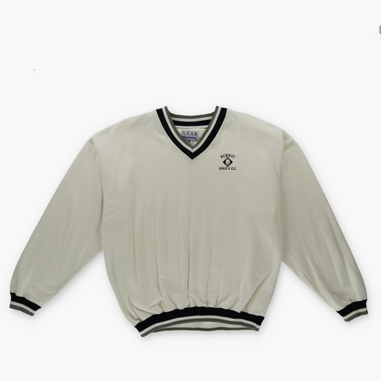 GEAR 'Korea Made' Scenic Golf & Country Club Embroidered Striped Collar Sweatshirt (M-L)