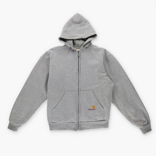 CARHARTT Embroidered Logo Thermal Lined Grey Hooded Zip-Up Sweatshirt (M)