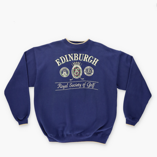 Edinburgh Scotland Royal Society of Golf Emblem Embroidered Navy Sweatshirt (XL)