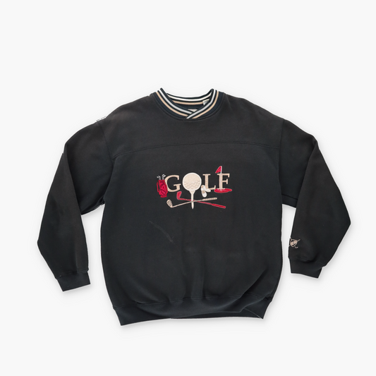 JOHN ASHFORD GOLF Embroidered Striped Collar Sweatshirt (M)