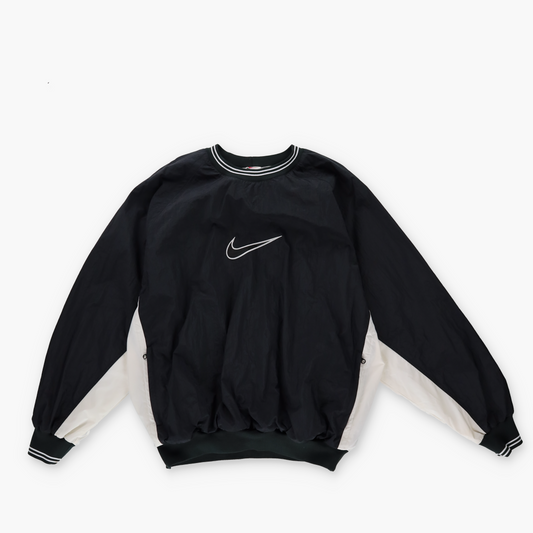 NIKE Black & White Large Embroidered Swoosh Lined Windbreaker Pullover (L)