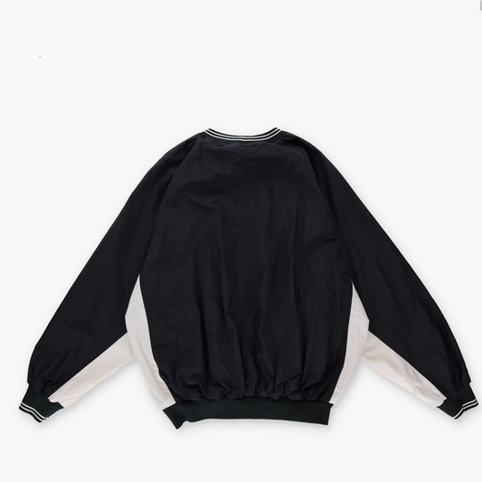 NIKE Black & White Large Embroidered Swoosh Lined Windbreaker Pullover (L)