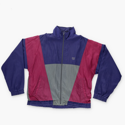 90's USA Olympic Apparel Colour Block Windbreaker Zip-Up Jacket (L)