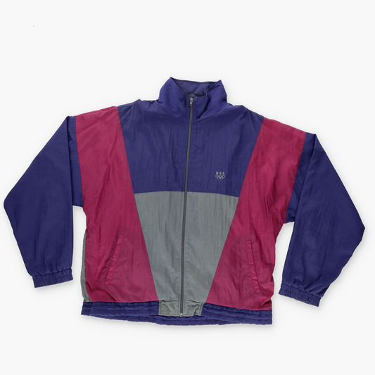 90's USA Olympic Apparel Colour Block Windbreaker Zip-Up Jacket (L)