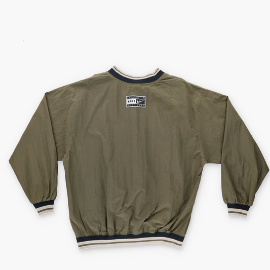 NIKE Khaki Green Large Embroidered Swoosh Windbreaker Pullover (L)