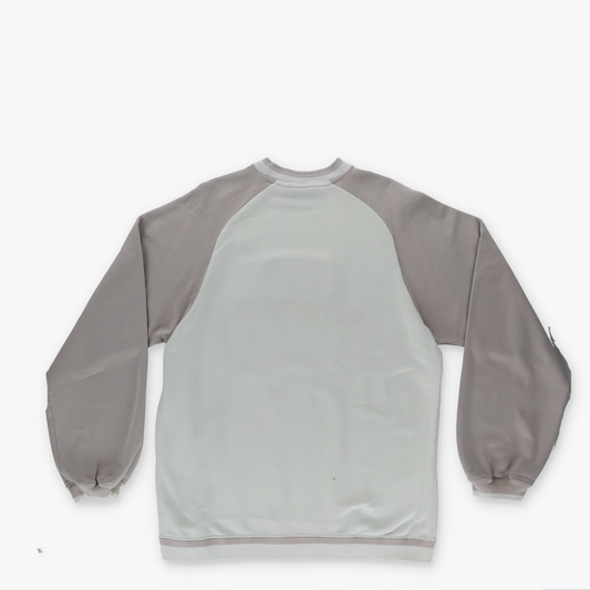QUIKSILVER 90s White & Grey Sleeve Embroidered Logo Surf Crewneck Sweatshirt (XL)