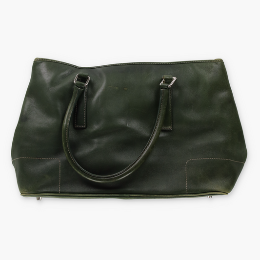 COACH Vintage Forest Green Leather 'Hampton' Large Tote Bag