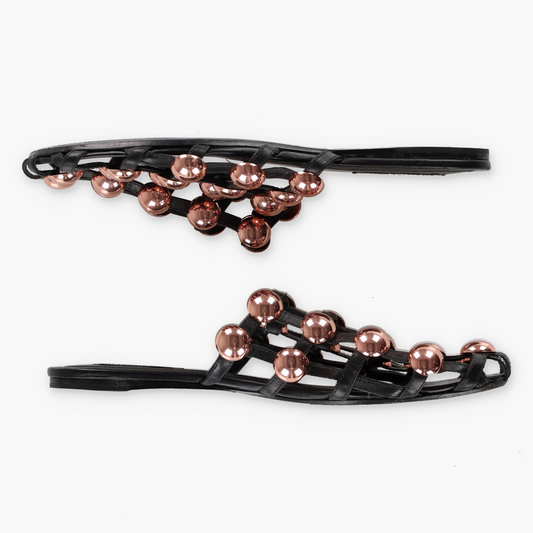 ALEXANDER WANG Black & Rose Gold Studded 'Amelia' Leather Sandals (39.5)
