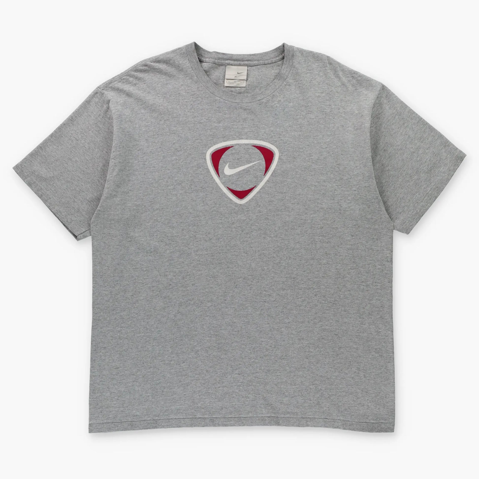 NIKE Soccer Red & White Triangle Swoosh Logo Heather Grey T-Shirt (L-XL) Vintage Sole Melbourne
