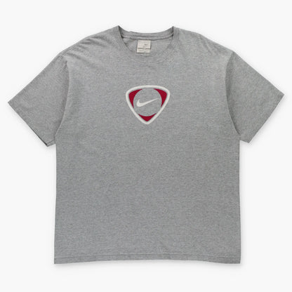 NIKE Soccer Red & White Triangle Swoosh Logo Heather Grey T-Shirt (L-XL) Vintage Sole Melbourne
