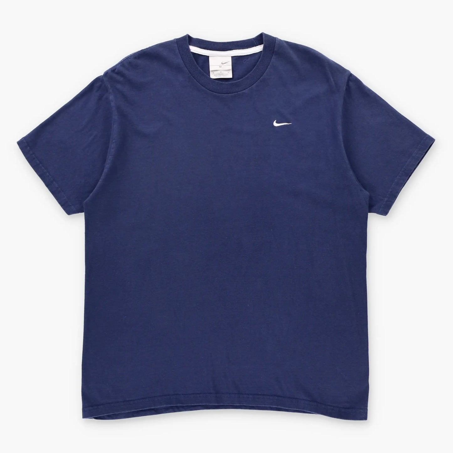 NIKE Navy & White Embroidered Swoosh Logo Casual Tee (M) Vintage Sole Melbourne