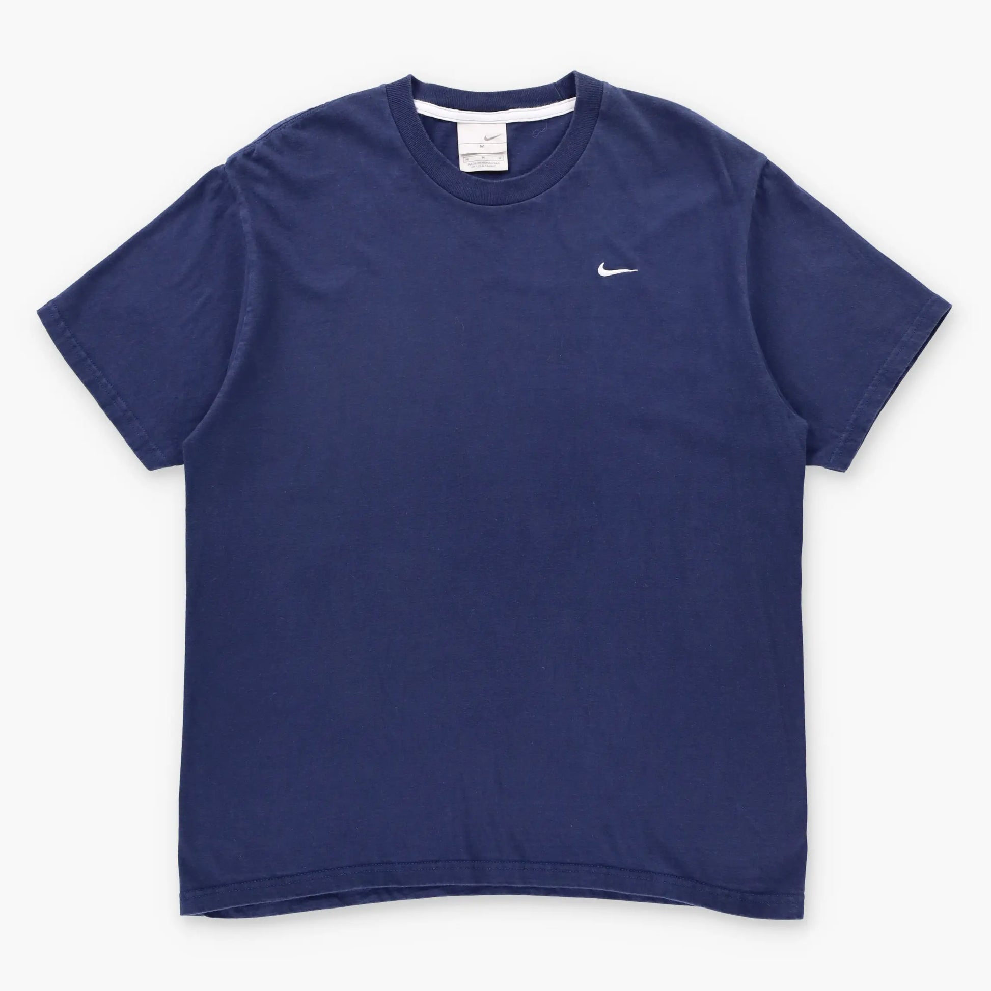 NIKE Navy & White Embroidered Swoosh Logo Casual Tee (M) Vintage Sole Melbourne