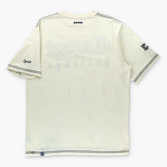 COOGI Heritage Light Yellow & Navy Embroidered Logo Patch T-Shirt (L) Vintage Sole Melbourne