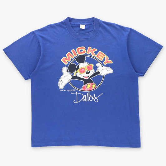 DISNEY Dallas Texas Retro Mickey Mouse Puff Print Single Stitch Tee USA Made (M-L) ***COCO Vintage Sole Melbourne