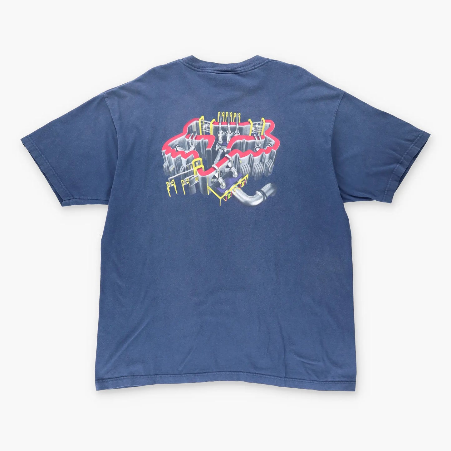 Vintage FOX Motocross Racing Engine Navy T-Shirt (XXL)