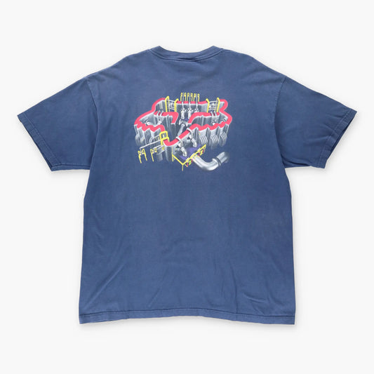 Vintage FOX Motocross Racing Engine Navy T-Shirt (XXL)