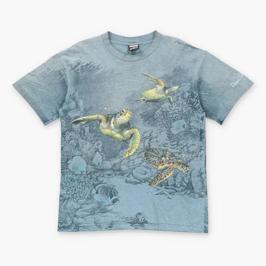 Vintage Turtles Ocean All Over Print Single Stitch T-Shirt (L)