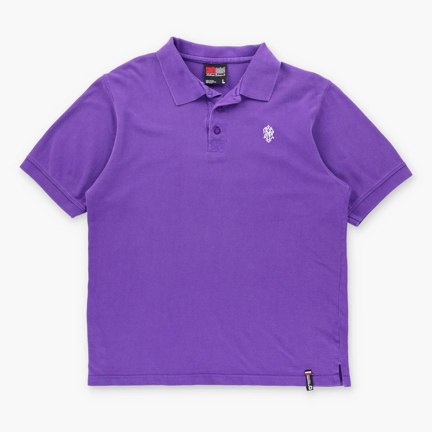 SOUTHPOLE Embroidered Crest Logo Vintage Purple Polo Shirt (M-L)