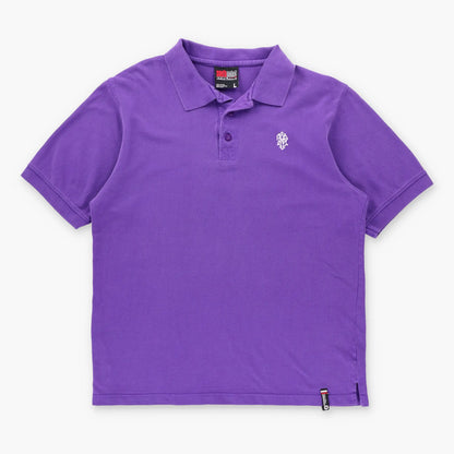 SOUTHPOLE Embroidered Crest Logo Vintage Purple Polo Shirt (M-L)