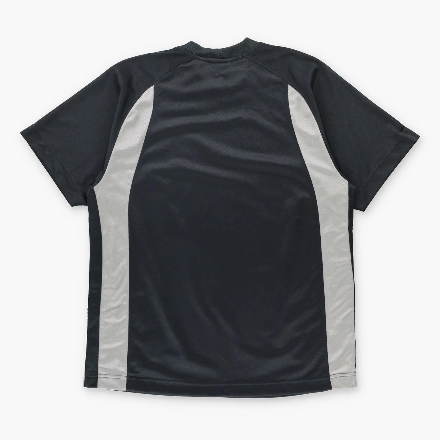 NIKE Sportswear Black and Grey Embroidered Swoosh Logo Athletic T-Shirt (L)
