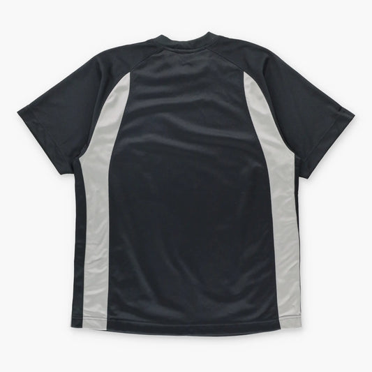 NIKE Sportswear Black and Grey Embroidered Swoosh Logo Athletic T-Shirt (L)