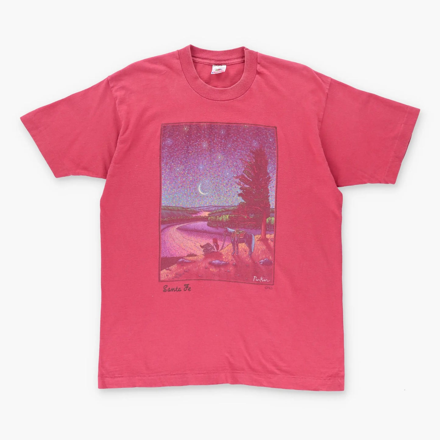 Vintage 'Santa Fe' Starry Night Painting USA Made Single Stitch T-Shirt (L)