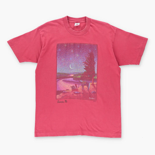 Vintage 'Santa Fe' Starry Night Painting USA Made Single Stitch T-Shirt (L)