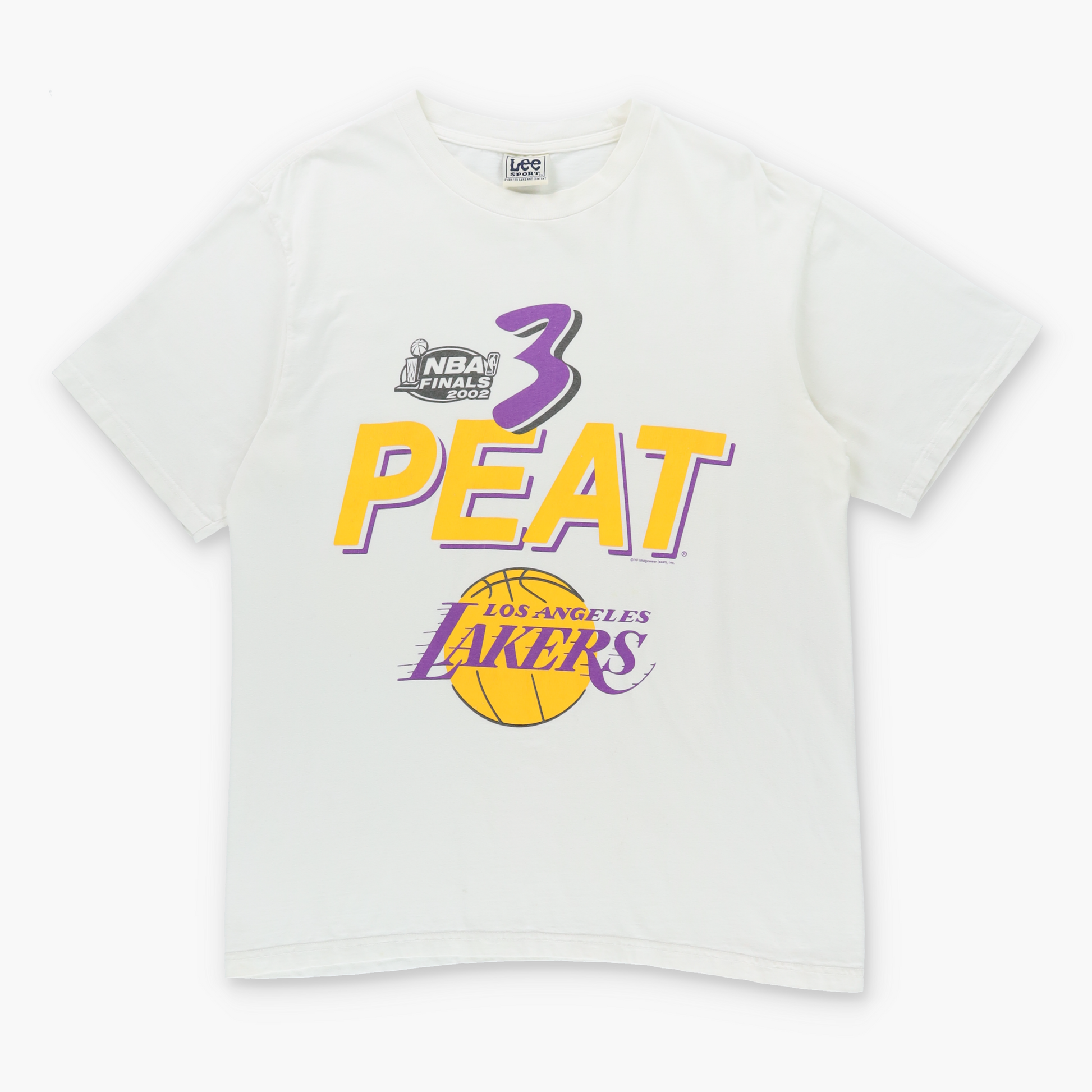 Vintage LA LAKERS Y2K '3 PEAT' NBA Basketball White T-Shirt (L) Vintage Sole Melbourne