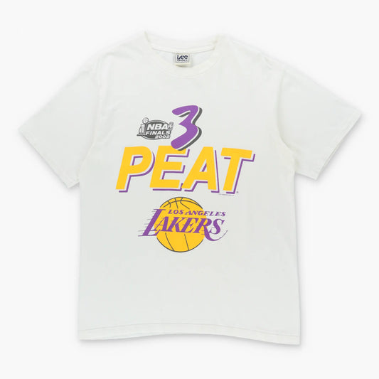 Vintage LA LAKERS Y2K '3 PEAT' NBA Basketball White T-Shirt (L)