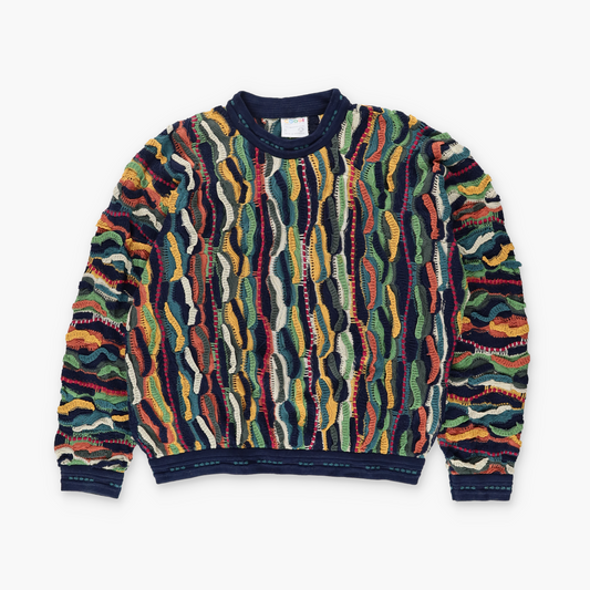 COOGI AUSTRALIA Blue Yellow Multicoloured 3D Knit Sweater Knit (L)