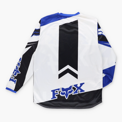 Vintage FOX RACING Blue & White Motocross Long Sleeve Jersey (L-XL)