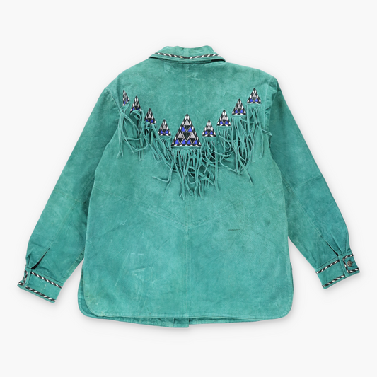 Vintage BOB MACKIE Western Suede Green Fringe Jacket *Aubs Vintage Sole Melbourne