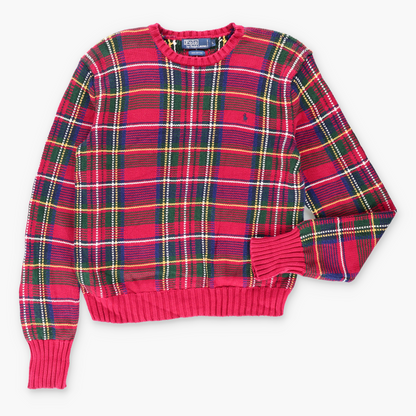 Vintage POLO RALPH LAUREN Red Tartan Knit Sweater (L) Vintage Sole Melbourne