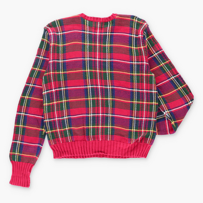 Vintage POLO RALPH LAUREN Red Tartan Knit Sweater (L) Vintage Sole Melbourne