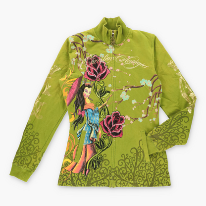 Vintage CHRISTIAN AUDIGIER Rhinestone Gold Text Zip Up Turtle Neck Sweatshirt *Aubs Vintage Sole Melbourne
