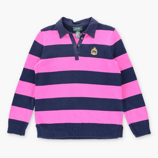 Vintage LAUREN By RALPH LAUREN Embroidered Crest Pink & Navy Polo Knit *Aubs Vintage Sole Melbourne