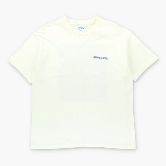 Vintage ALPINE Single Stitch Blue & Pink Crayon Graphic USA Made Tee (XL) ***COCO Vintage Sole Melbourne
