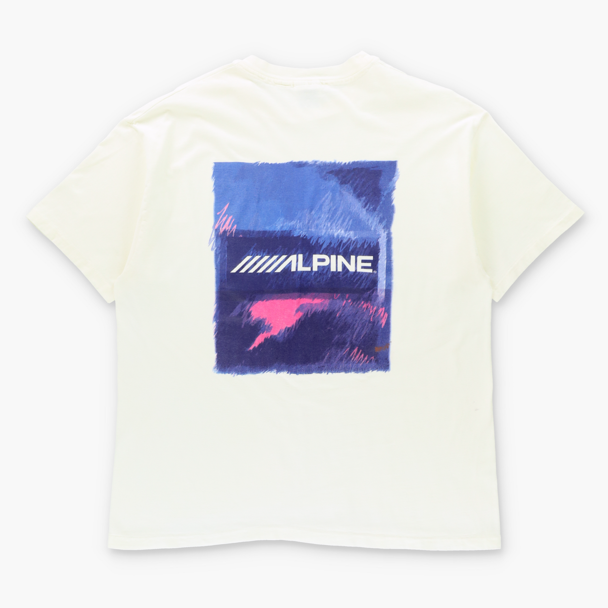 Vintage ALPINE Single Stitch Blue & Pink Crayon Graphic USA Made Tee (XL) ***COCO Vintage Sole Melbourne
