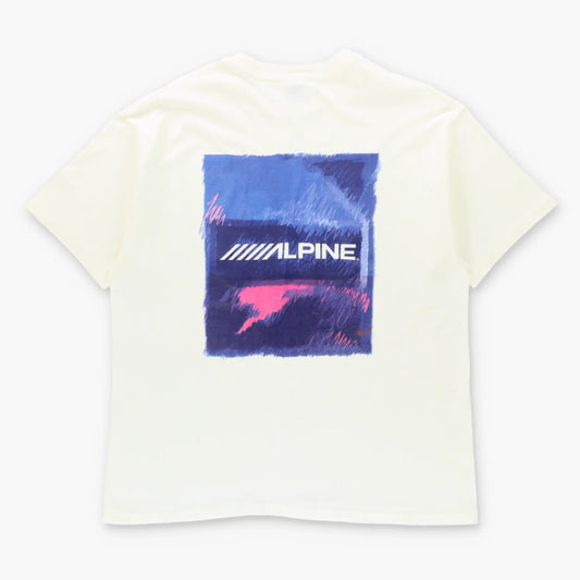 Vintage ALPINE Single Stitch Blue & Pink Crayon Graphic USA Made Tee (XL) ***COCO Vintage Sole Melbourne