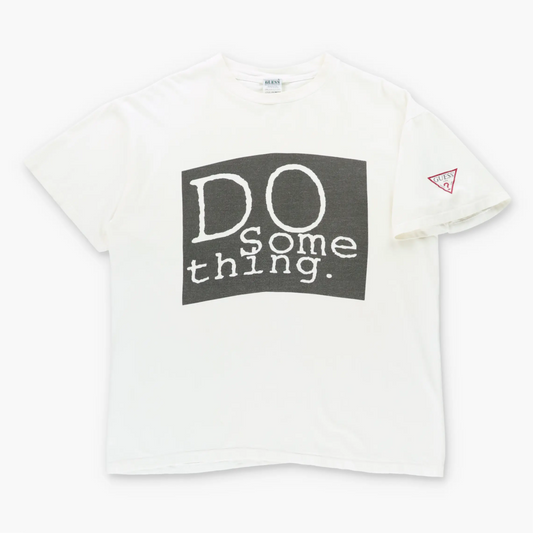 Vintage GUESS "Do Something" USA Made Black & White T-Shirt (XL) ***COCO Vintage Sole Melbourne