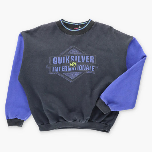 Vintage QUIKSILVER Black & Blue Colour Block USA Made Sweatshirt (S) ***COCO Vintage Sole Melbourne