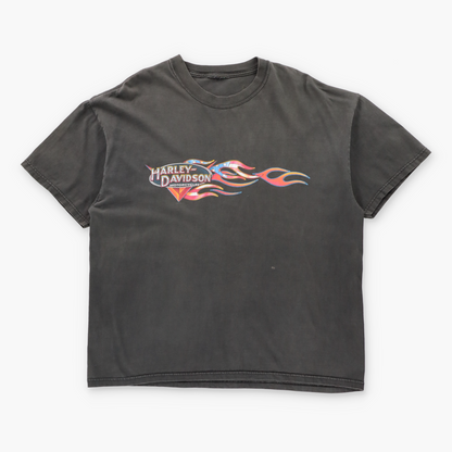 Vintage HARLEY DAVIDSON Suburban Chicago Illinois Map & USA Flag Flames Tee (XL) ***COCO Vintage Sole Melbourne