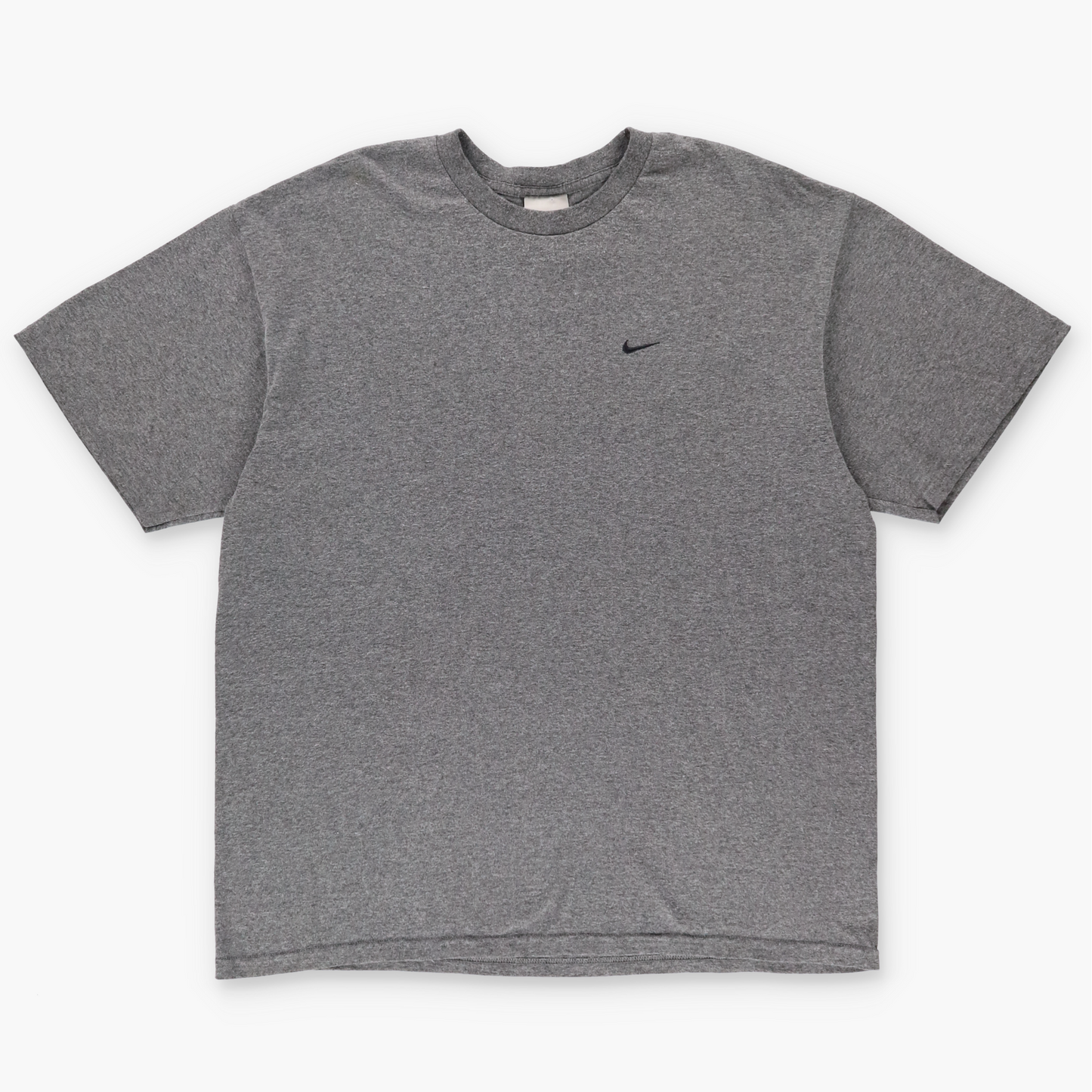 NIKE Embroidered Swoosh Logo Grey & Black Tee (XL)