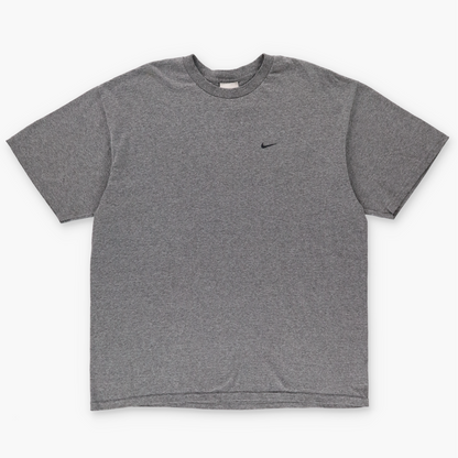 NIKE Embroidered Swoosh Logo Grey & Black Tee (XL)