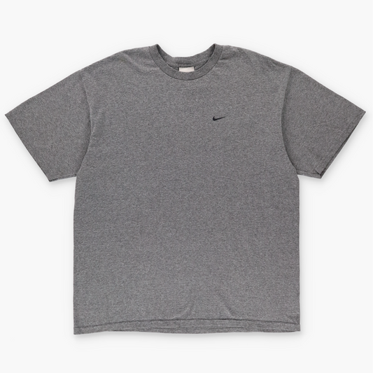 NIKE Embroidered Swoosh Logo Grey & Black Tee (XL)