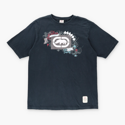 ECKO UNLTD Y2K Grunge Scribble Logo Black T Shirt (L)
