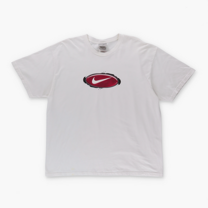 NIKE Y2K Centre Swoosh Red Oval Logo White Tee (XL)